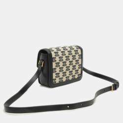 Celine Black Canvas and Leather Triomphe Teen Shoulder Bag