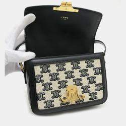Celine Black Canvas and Leather Triomphe Teen Shoulder Bag