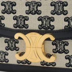 Celine Black Canvas and Leather Triomphe Teen Shoulder Bag