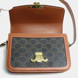 Celine Brown Canvas Classic Triomphe Shoulder Bag