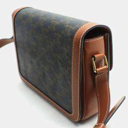 Celine Brown Canvas Classic Triomphe Shoulder Bag