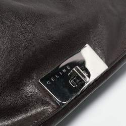 Pre Owned Celine Choco Brown Leather Turn Lock Flap Satchel