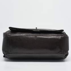Pre Owned Celine Choco Brown Leather Turn Lock Flap Satchel