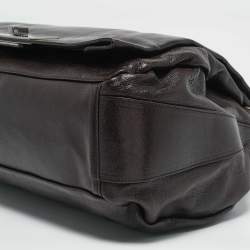 Pre Owned Celine Choco Brown Leather Turn Lock Flap Satchel