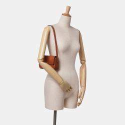 Celine Brown Leather Triomphe Claude Shoulder Bag