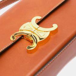 Celine Brown Leather Triomphe Claude Shoulder Bag