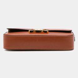 Celine Brown Leather Triomphe Claude Shoulder Bag