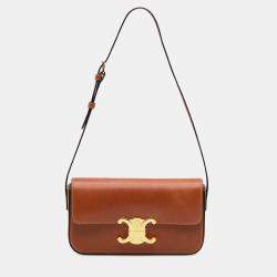 Celine Brown Leather Triomphe Claude Shoulder Bag