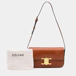 Celine Brown Leather Triomphe Claude Shoulder Bag