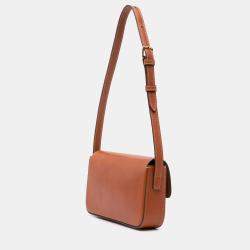 Celine Brown Leather Triomphe Claude Shoulder Bag