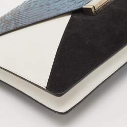 Celine Tricolor Leather, Suede and Python Diamond Clutch