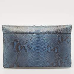 Celine Tricolor Leather, Suede and Python Diamond Clutch
