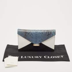 Celine Tricolor Leather, Suede and Python Diamond Clutch