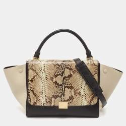 Pre Owned Celine Multicolor Python and Leather Medium Trapeze Top Handle Bag