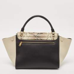 Pre Owned Celine Multicolor Python and Leather Medium Trapeze Top Handle Bag