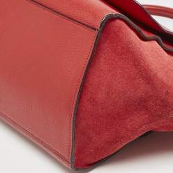 Celine Red Leather and Suede Medium Trapeze Top Handle Bag
