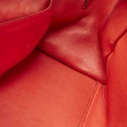 Celine Red Leather and Suede Medium Trapeze Top Handle Bag