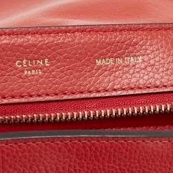 Celine Red Leather and Suede Medium Trapeze Top Handle Bag