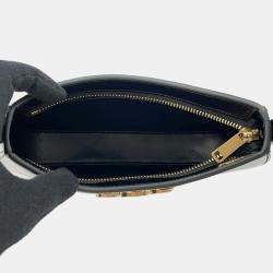 Celine Black Calf Leather Triomphe Tilley Medium Shoulder Bag 