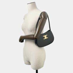Celine Black Calf Leather Triomphe Tilley Medium Shoulder Bag 