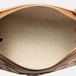 Celine Beige/Brown Triomphe Embroidered Canvas Clutch On Chain