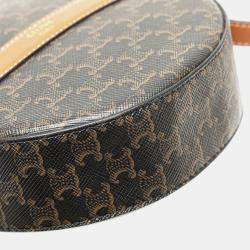 Celine Brown Triomphe Coated Canvas Round Purse on Strap