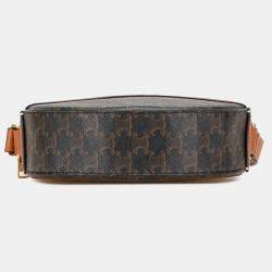 Celine Brown Triomphe Coated Canvas Round Purse on Strap