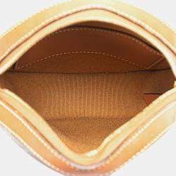 Celine Brown Triomphe Coated Canvas Round Purse on Strap