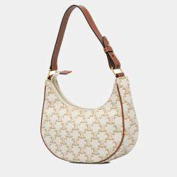 Celine Beige Triomphe Coated Canvas Ava Shoulder Bag