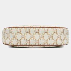 Celine Beige Triomphe Coated Canvas Ava Shoulder Bag