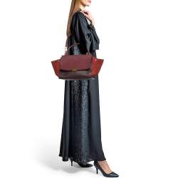 Celine Tricolor Leather and Suede Small Trapeze Top Handle Bag