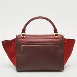 Celine Tricolor Leather and Suede Small Trapeze Top Handle Bag