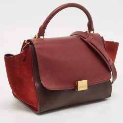 Celine Tricolor Leather and Suede Small Trapeze Top Handle Bag