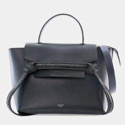 Celine Navy Blue Micro Smooth Calfskin Bicolor Braided Belt Bag
