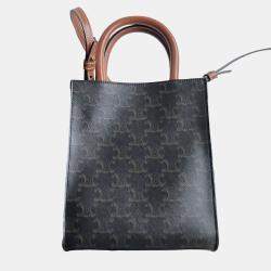 Celine Brown Canvas Mini Triomphe Tote Bag