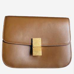Celine Brown Leather Medium Box Shoulder Bag