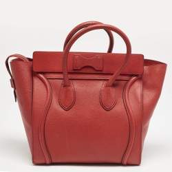 Celine Red Leather Mini Luggage Tote
