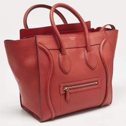 Celine Red Leather Mini Luggage Tote
