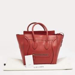 Celine Red Leather Mini Luggage Tote