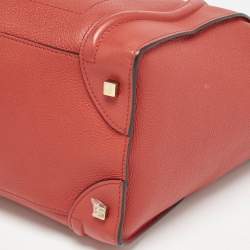 Celine Red Leather Mini Luggage Tote