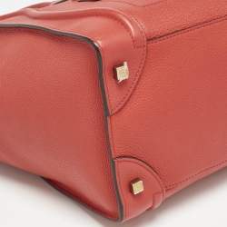Celine Red Leather Mini Luggage Tote