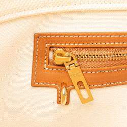 Celine White Small Canvas Logo Print Horizontal Cabas Tote