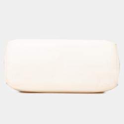 Celine White Small Canvas Logo Print Horizontal Cabas Tote
