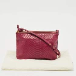 Pre Owned Celine Red Python Small Trio Crossbody Bag