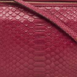 Pre Owned Celine Red Python Small Trio Crossbody Bag