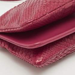 Pre Owned Celine Red Python Small Trio Crossbody Bag