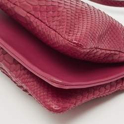 Pre Owned Celine Red Python Small Trio Crossbody Bag