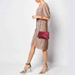 Pre Owned Celine Red Python Small Trio Crossbody Bag