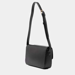 Celine Black Shiny Calfskin Triomphe Claude Shoulder Bag