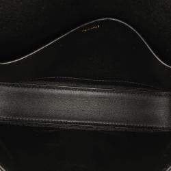 Celine Black Shiny Calfskin Triomphe Claude Shoulder Bag